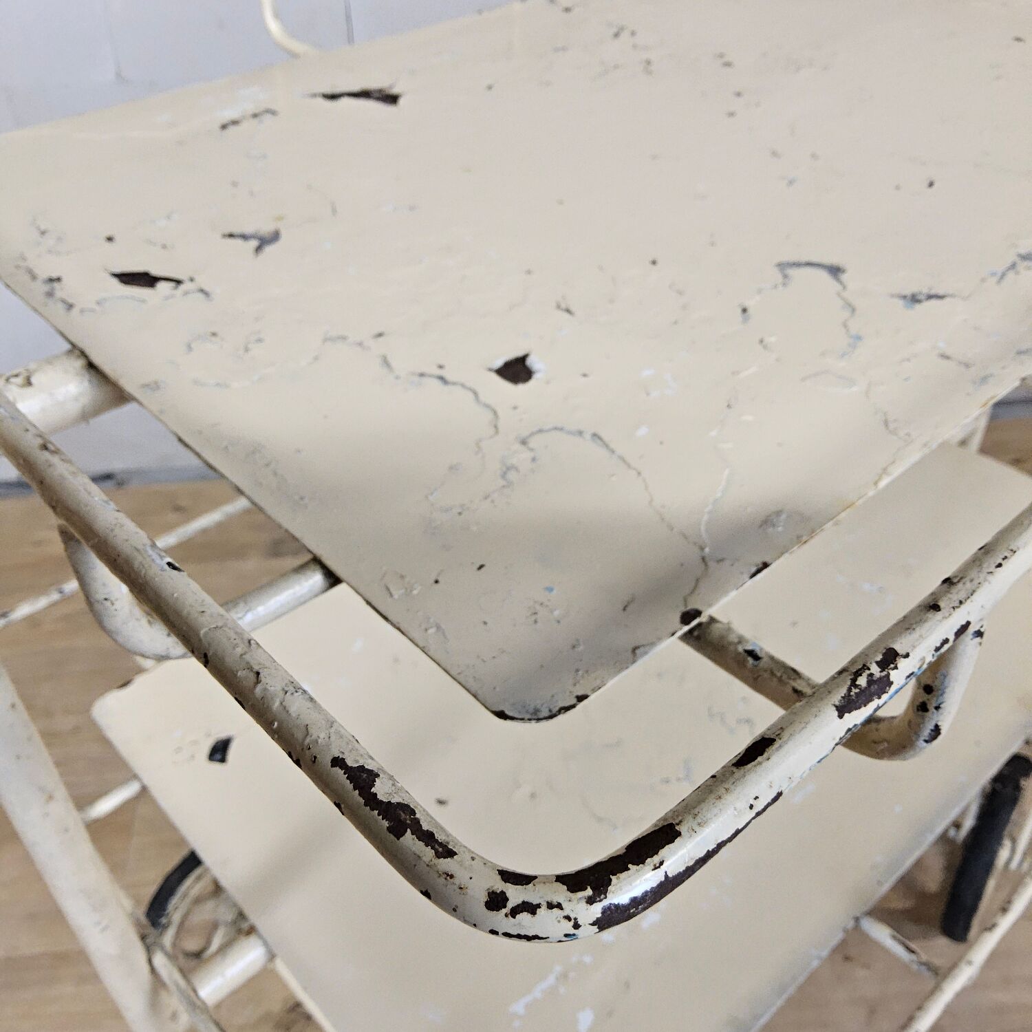 Vintage large metal hospital trolley linen nurse cart