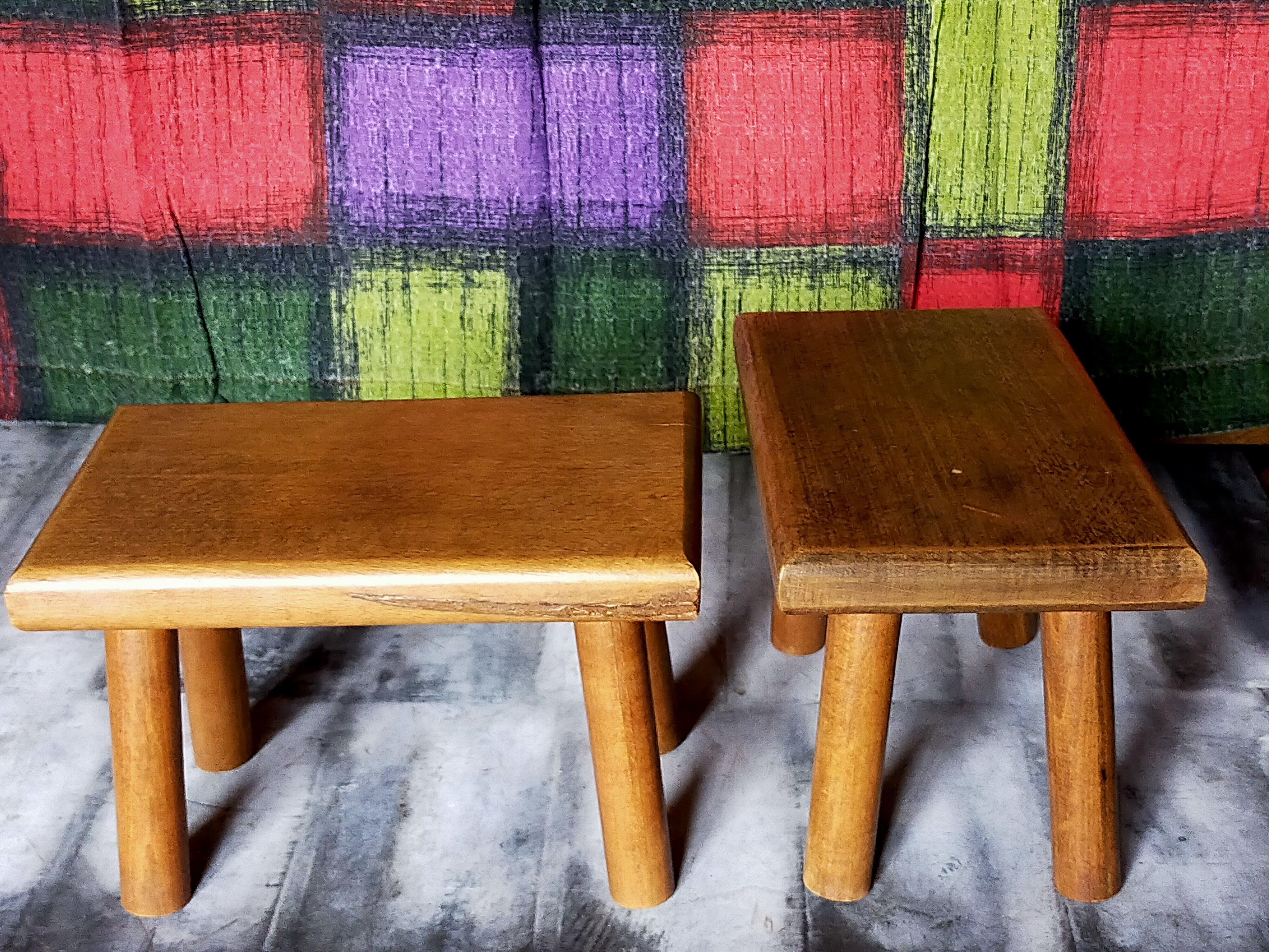 Pair of vintage oak footrests