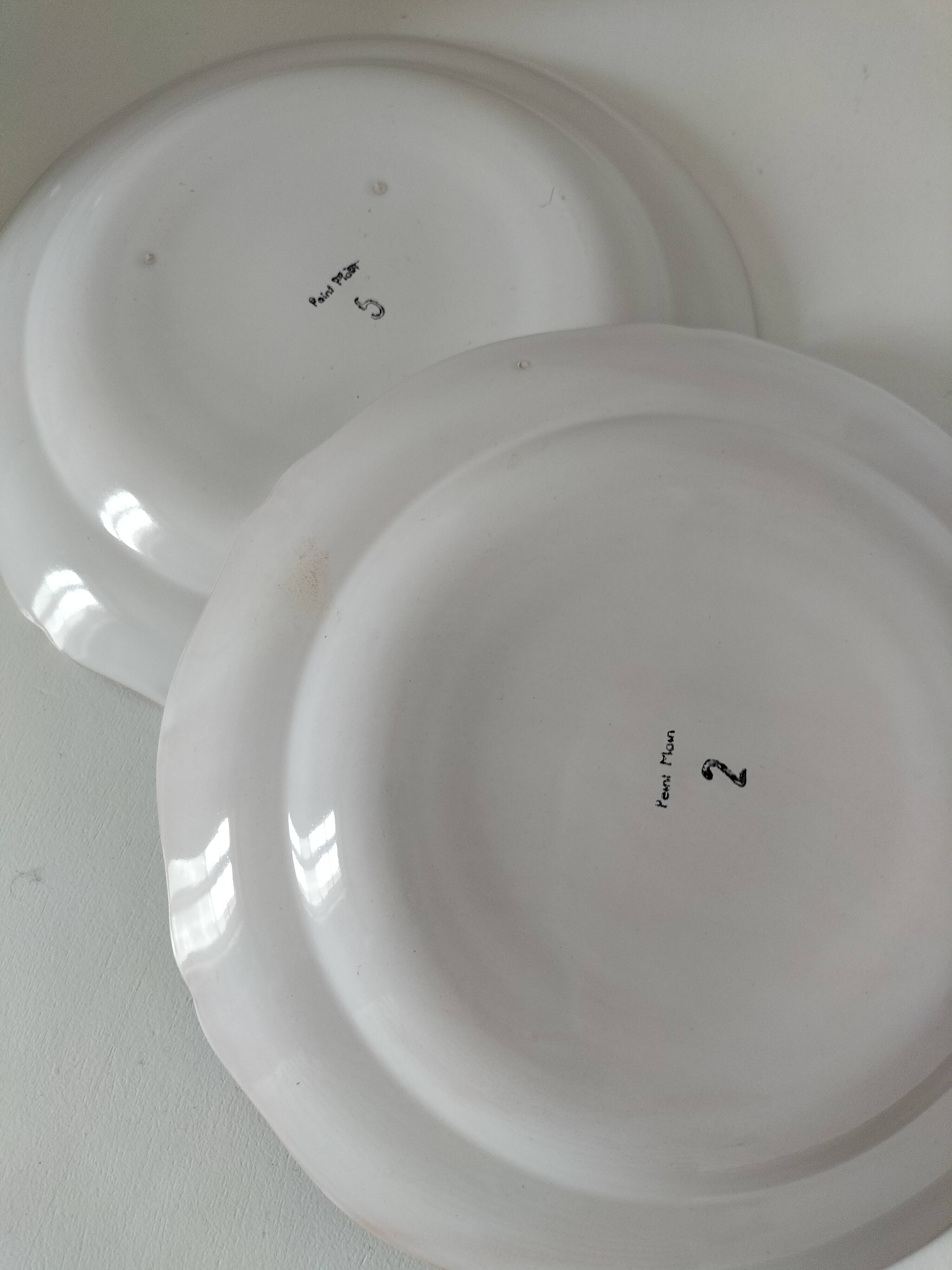 Pair of hand-painted antique plates – antique rose motif