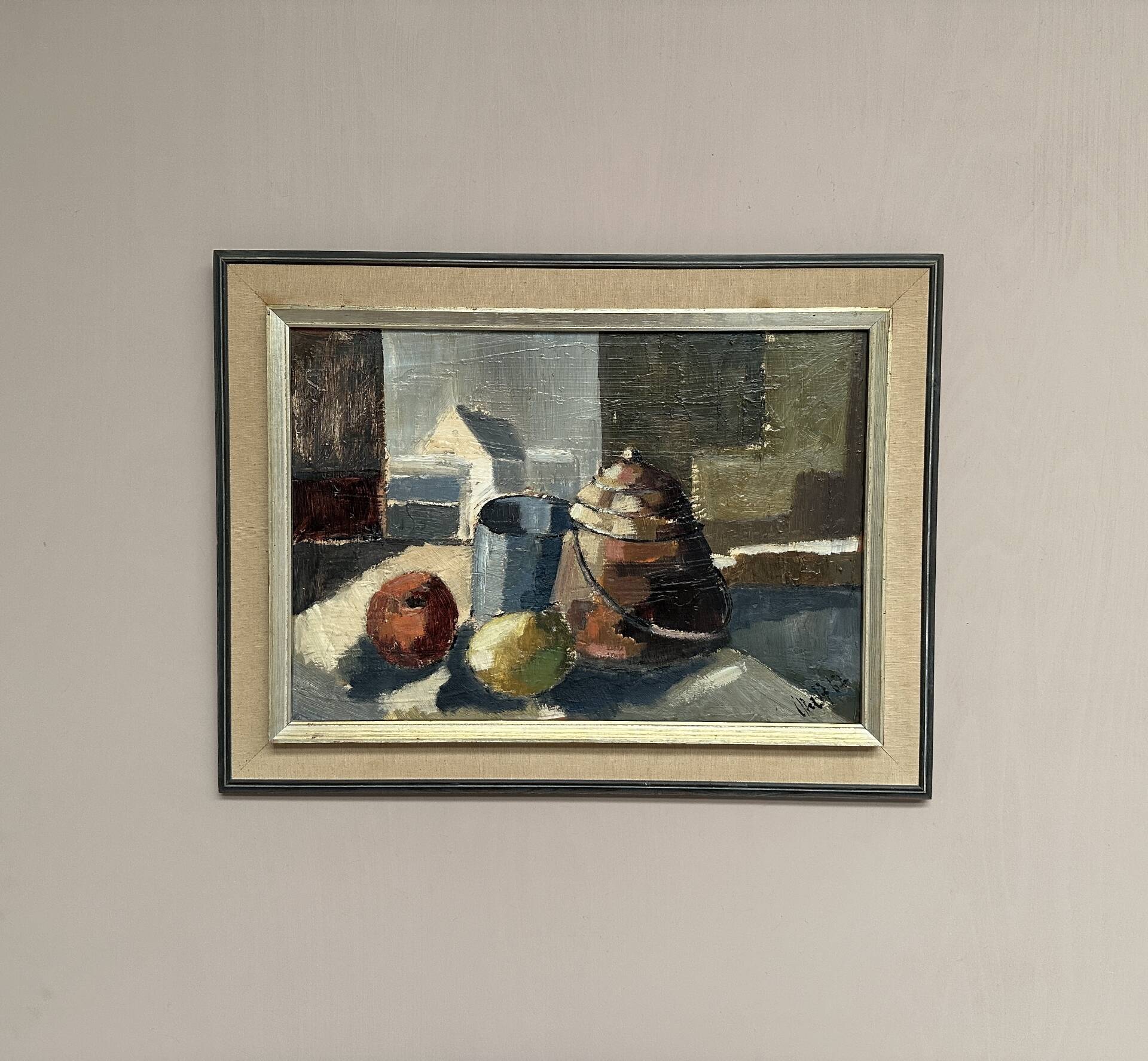 Huile sur panneau – « Nature morte » attribuée à Åke Wilhelm Andersson – 1962