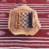 Jeux d'échecs rustique en bois d'olivier fait main