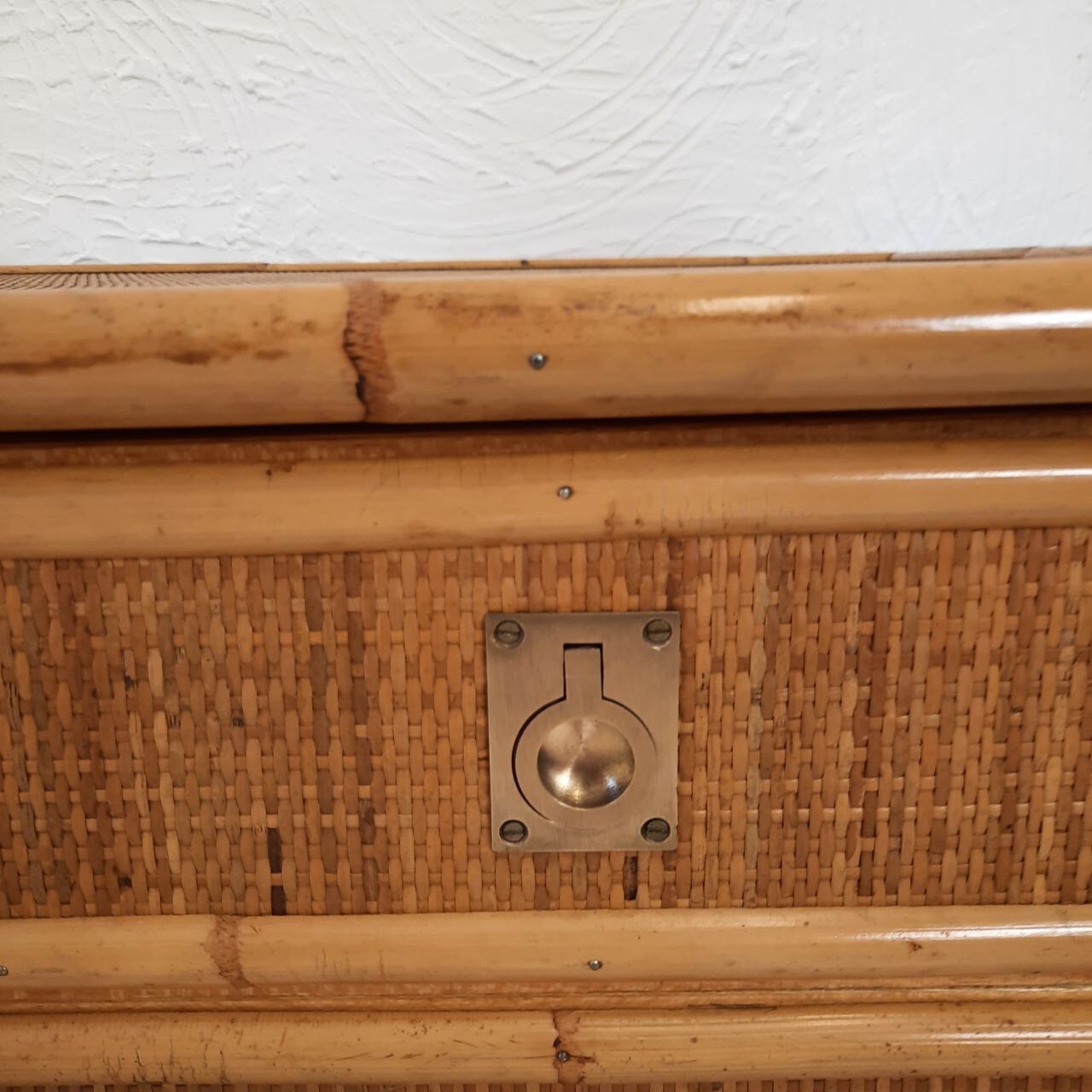 Pair of wicker and bamboo desks, Dal Vera, vintage