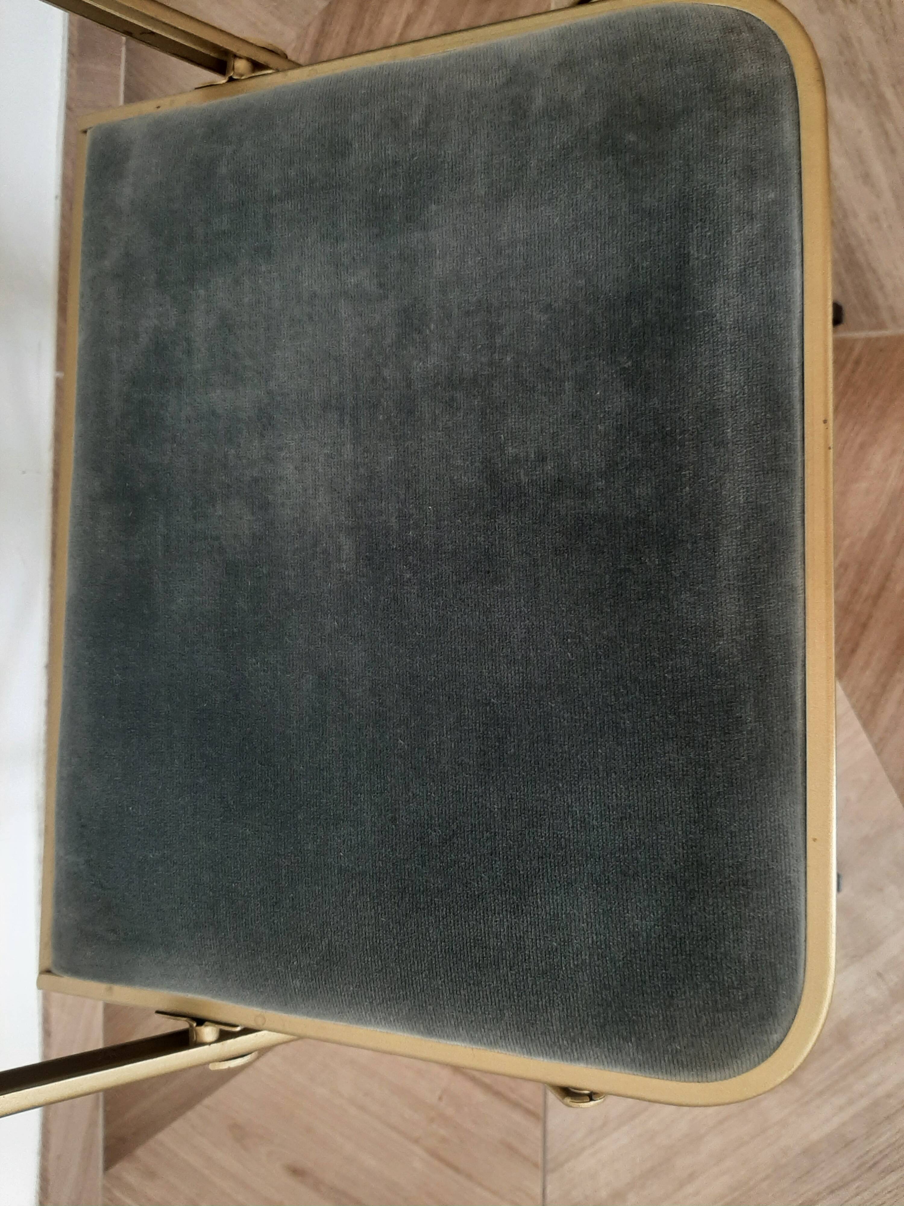 Lot de 4 chaises  pliantes - dossier et assise vert d'eau - structure métal doré -Chaisor