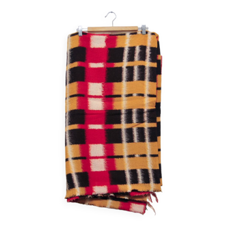 brown & red checkered wool blanket