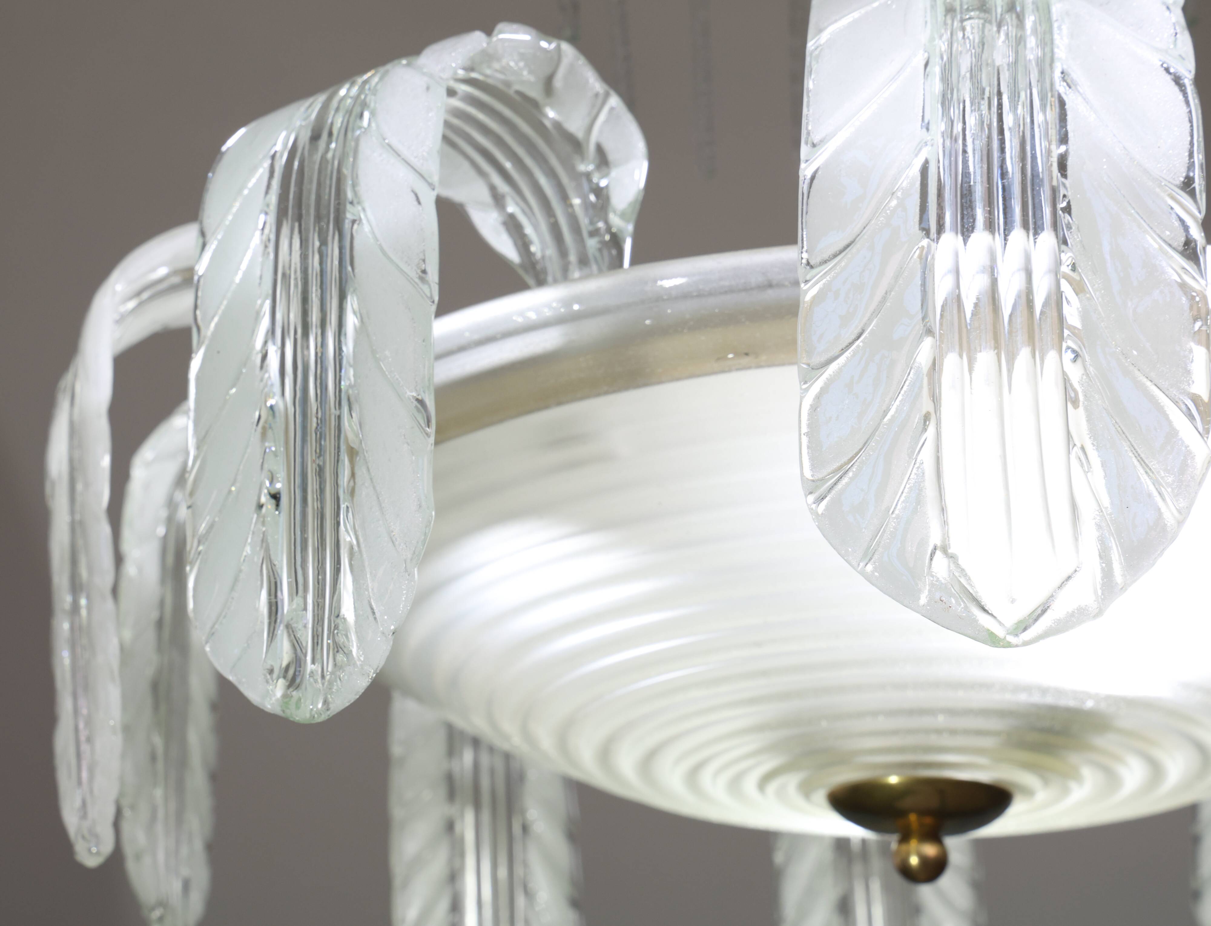 Museal Art Decò Ercole Barovier Murano Glass Chandelier, 1930