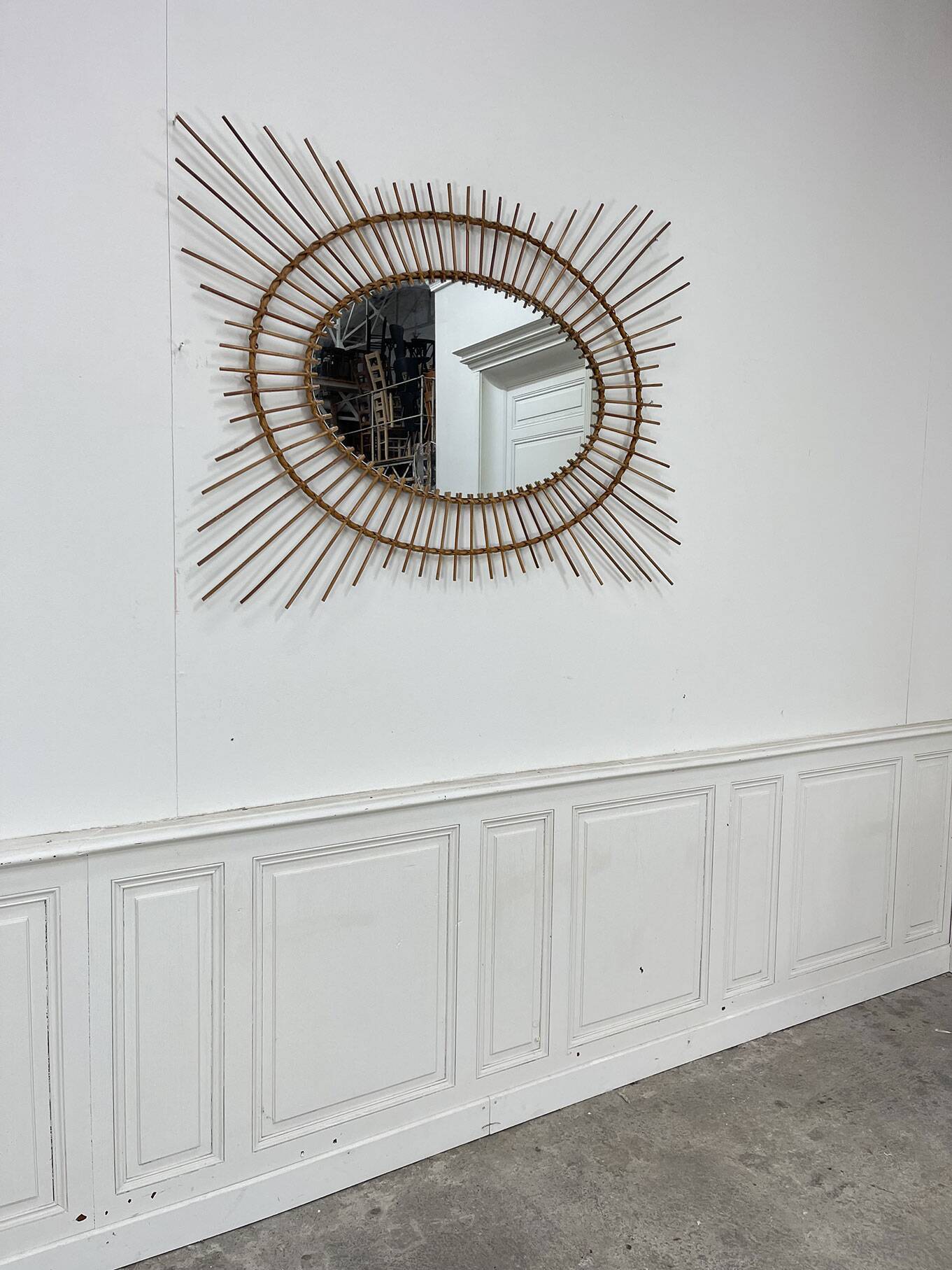 Large rattan sun mirror 1960