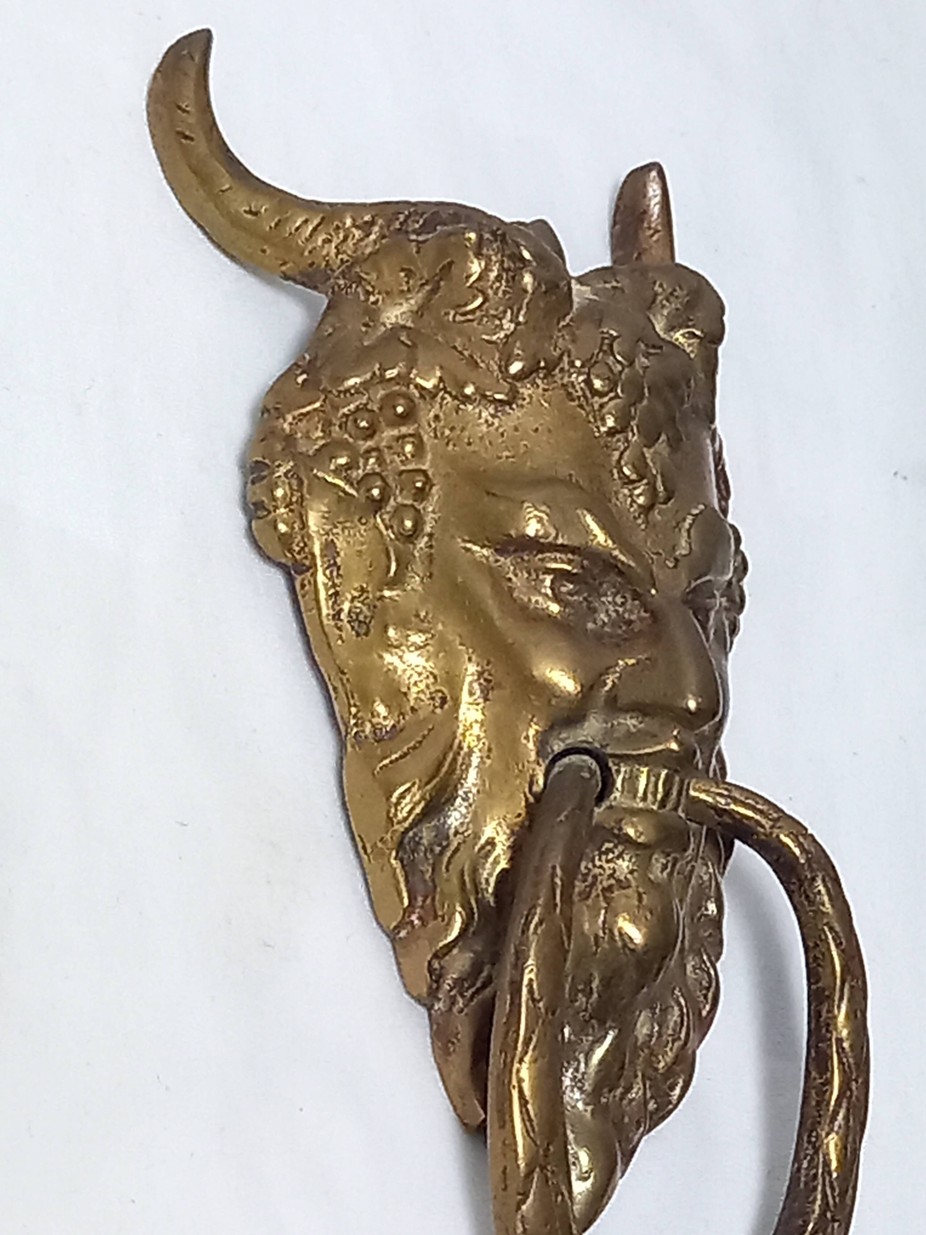 Satyr Head Knocker in Gilt Bronze