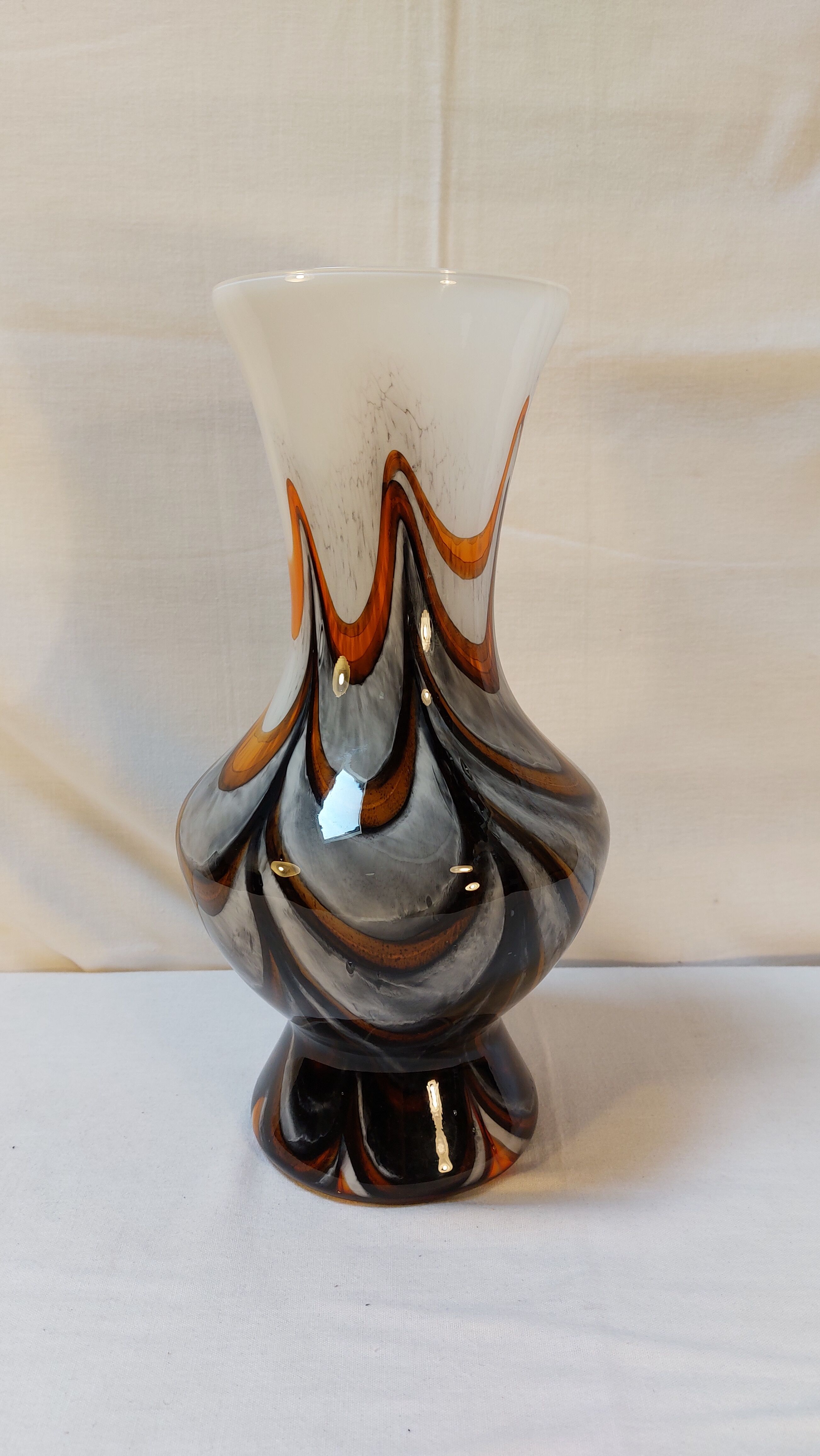 Murano Vase by Carlo Moretti - Marbled Florence Opaline - 70s