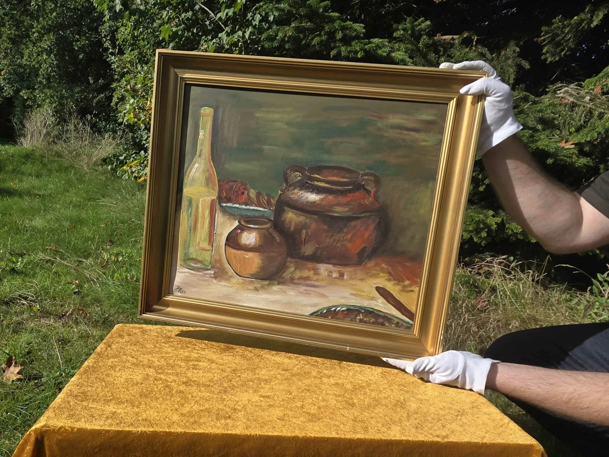 Rustic Kitchen Copper Pot Oil Painting - 1962