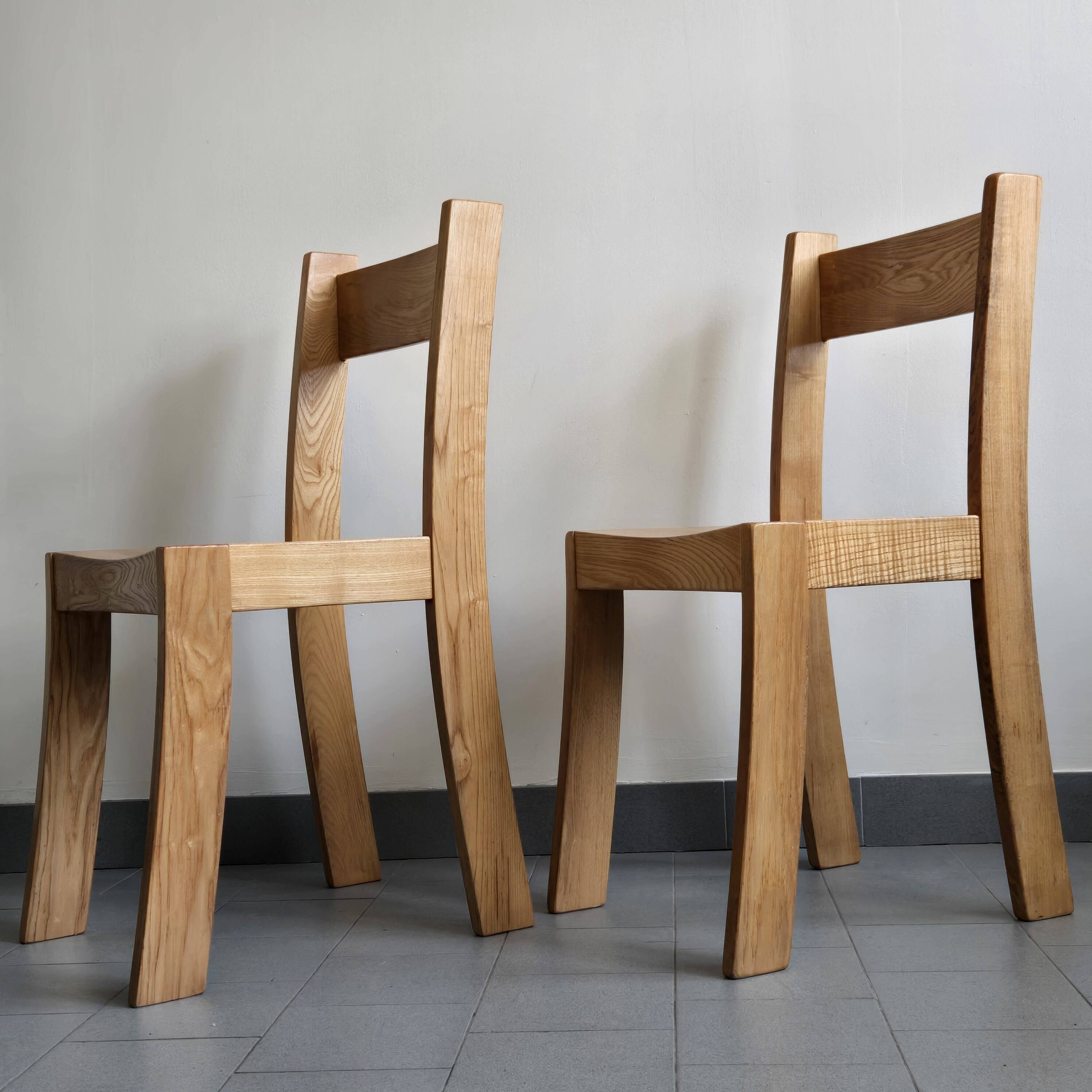 Pair of vintage 1970s elm chairs