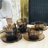 Coffee service amber glass 70s Vereco