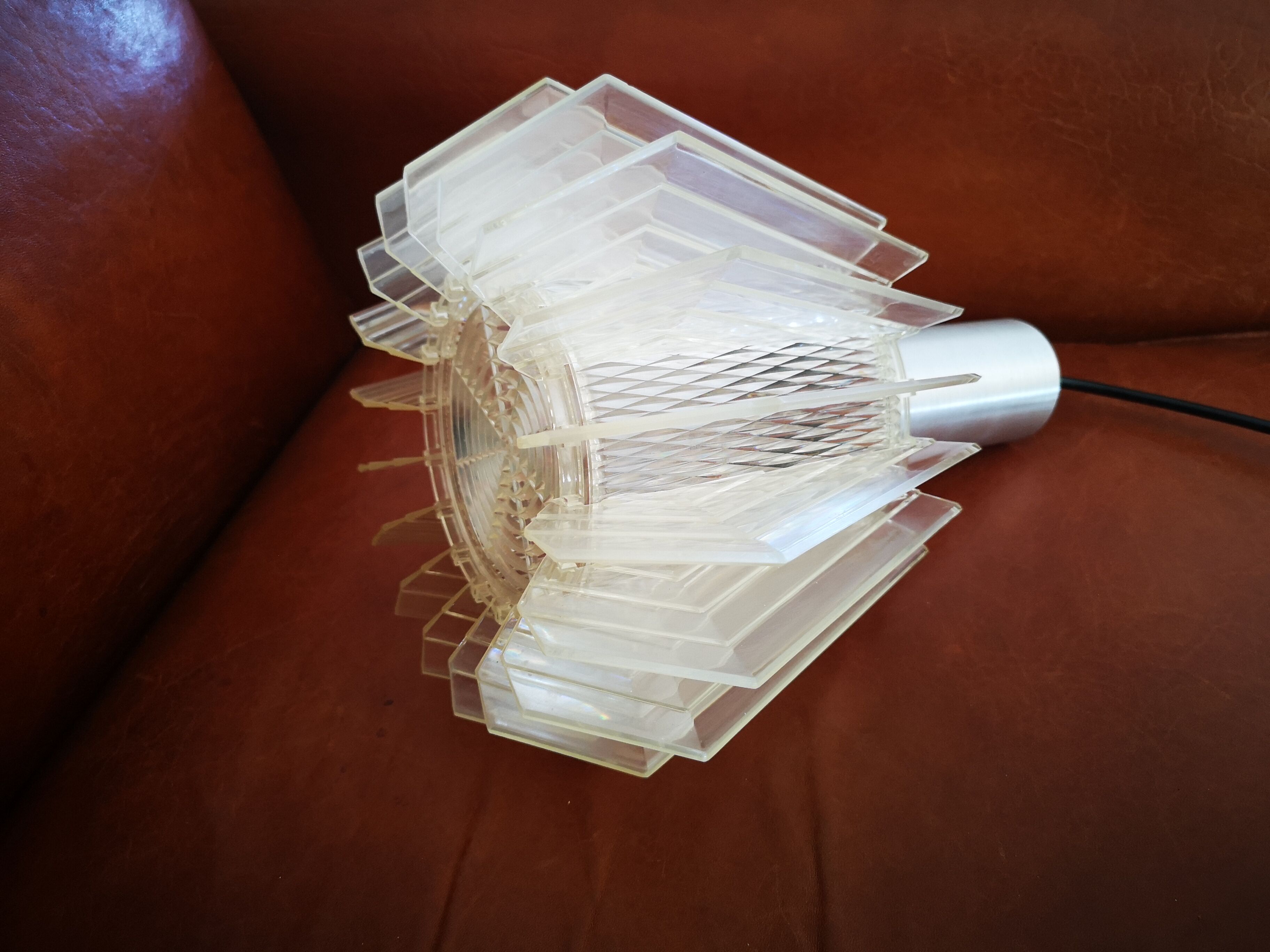 Plexiglas and stainless steel hanging lamp