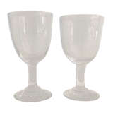 2 verres à pied anciens en verre bullé et soufflé