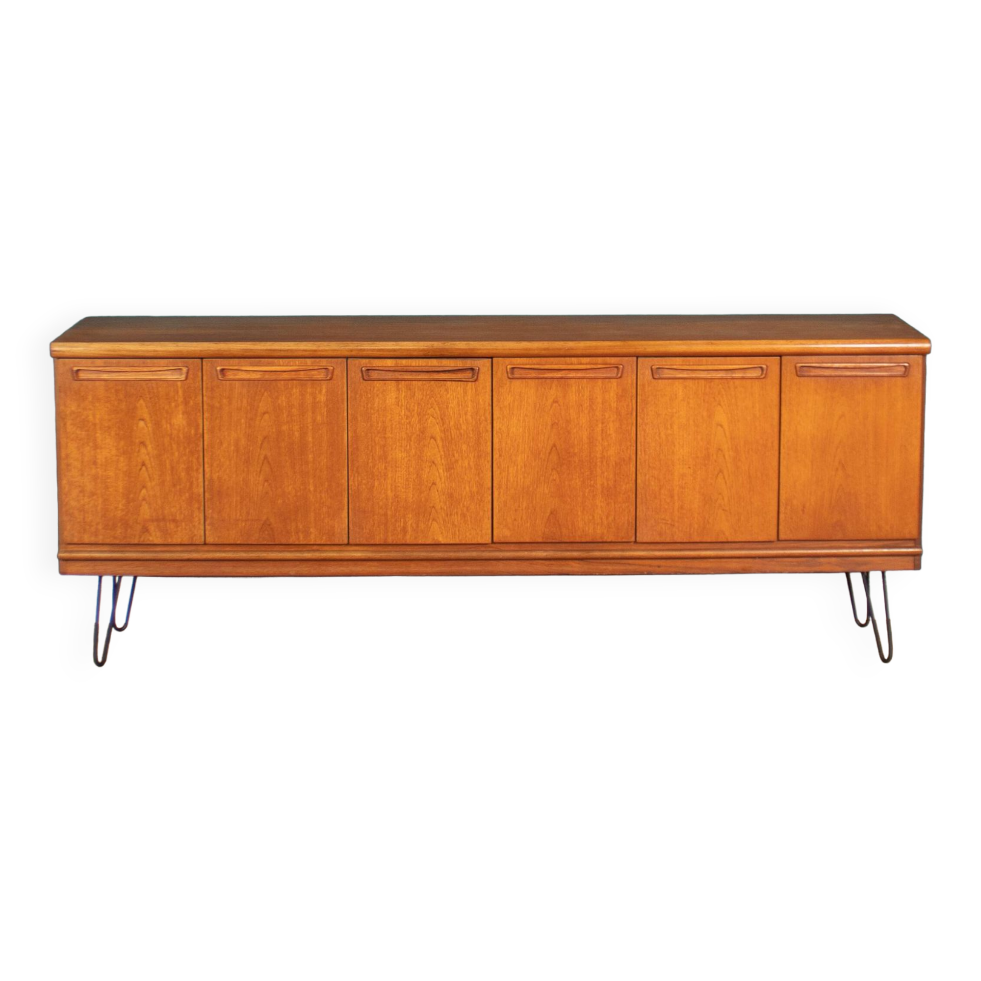 Retro Teak 1960s Long Meredew Sideboard On Hairpin Legs