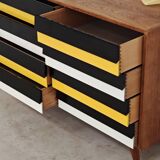 Buffet commode U453 jaune 8 tiroirs bois par Jiri Jiroutek pour Interier Praha 1960