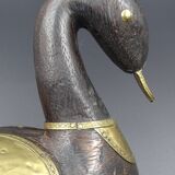 Wooden and brass swan