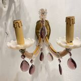 Lot de 2 appliques en verre opalin rose