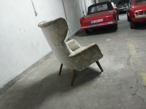 fauteuil Bergere scandinave wing chair wingback années 50