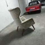 Bergere Chair Scandinavian flesh wingback wing 50 years
