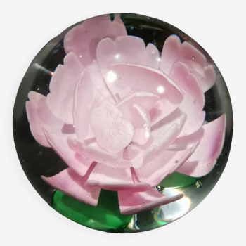 Sulphide paperweight pink flower