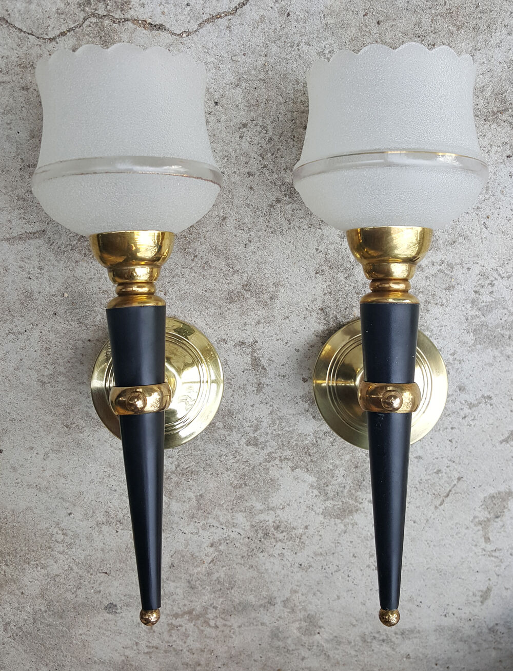 Pair of 60s vintage brass sconces