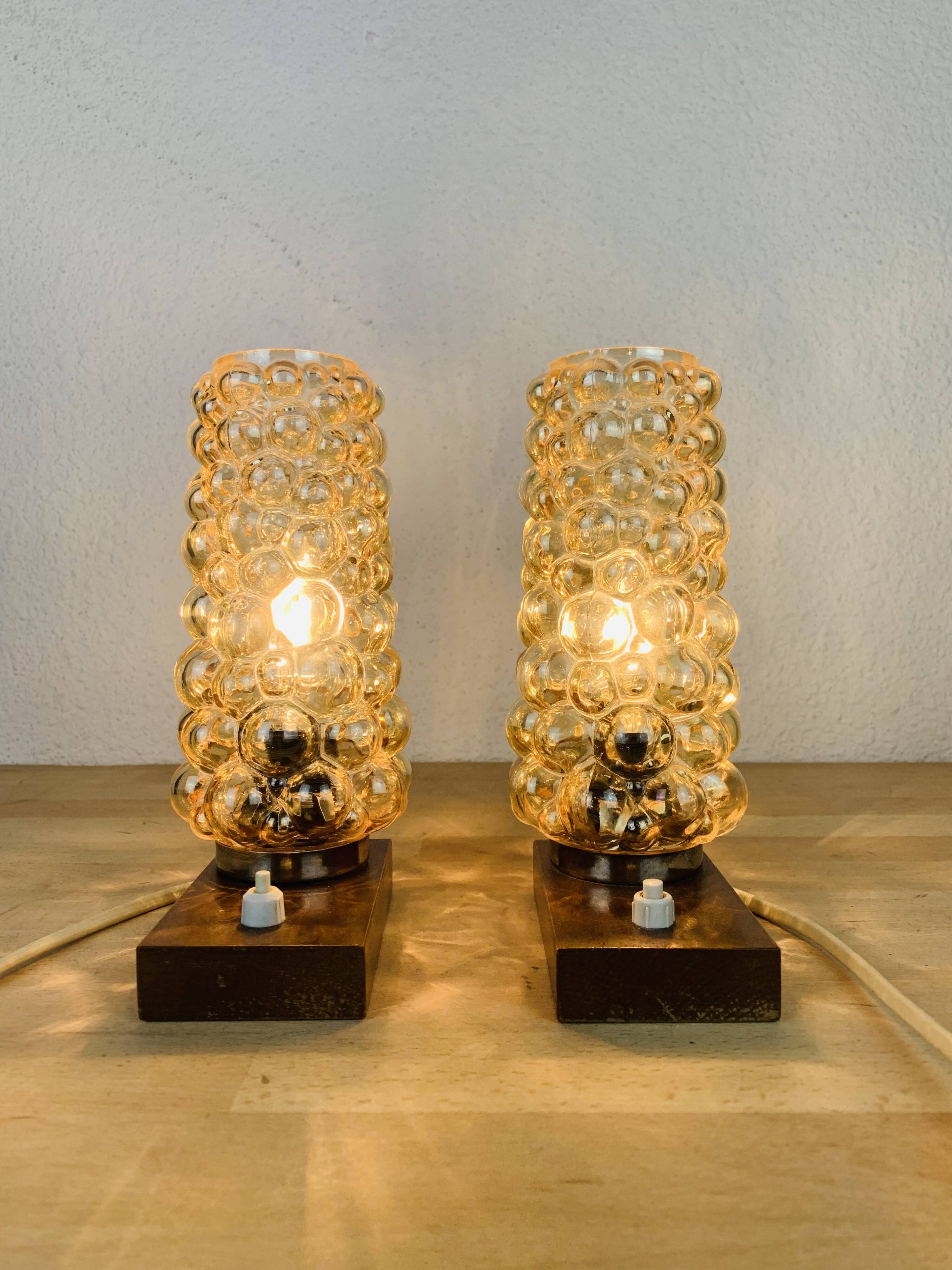 Paire de lampes chevets par Helena Tynell bubble pour Limburg