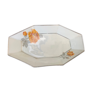 Plat de service art deco en porcelaine signé Lourioux foecy ancien