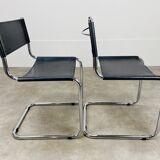 Pair of cantilever chairs imitation leather black and chrome