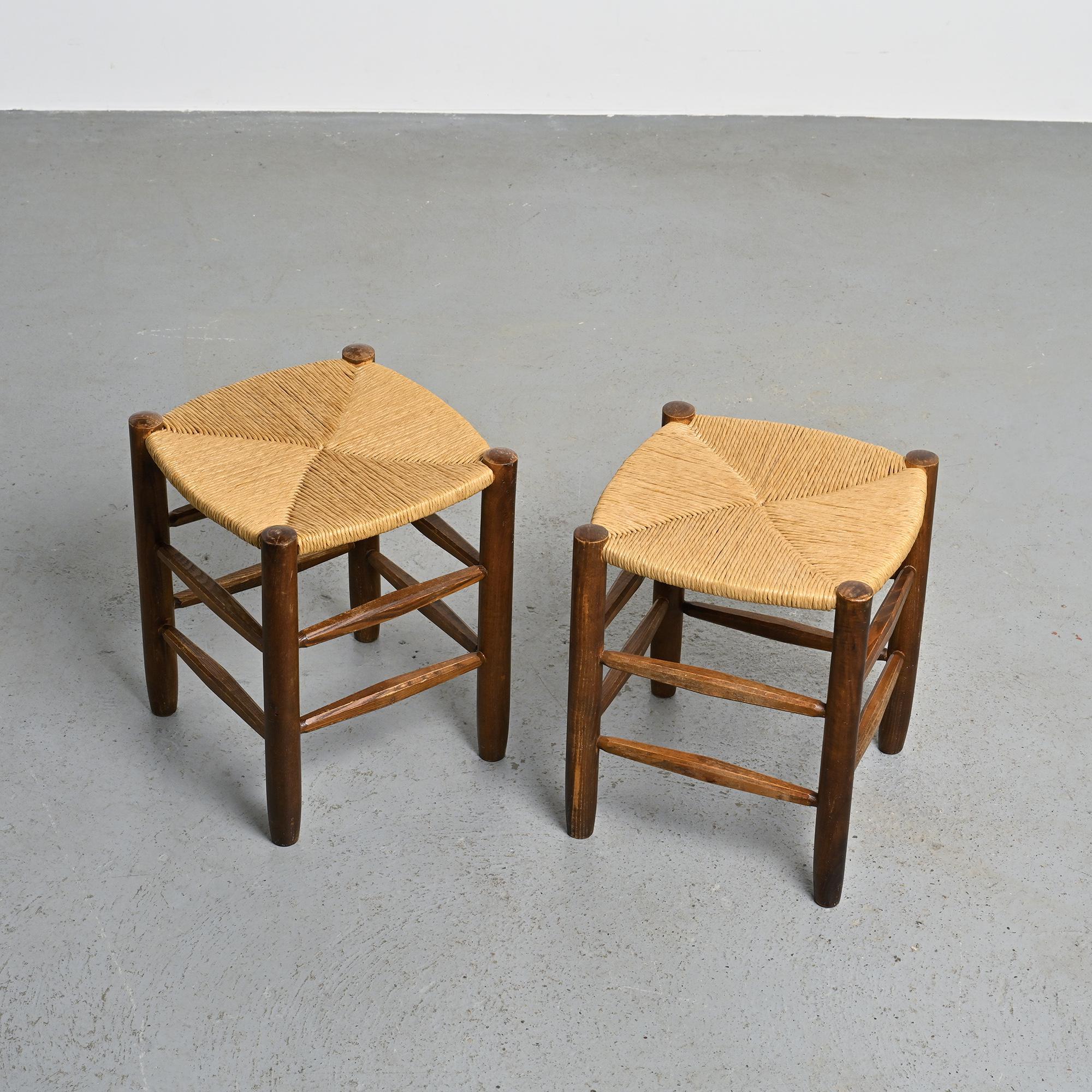 Pair of Bauche stools by Charlotte Perriand, Maison Sentou, circa 1950