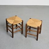 Pair of Bauche stools by Charlotte Perriand, Maison Sentou, circa 1950