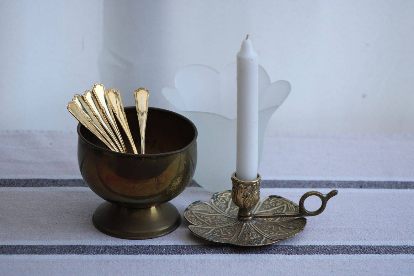 Gold metal candle holder