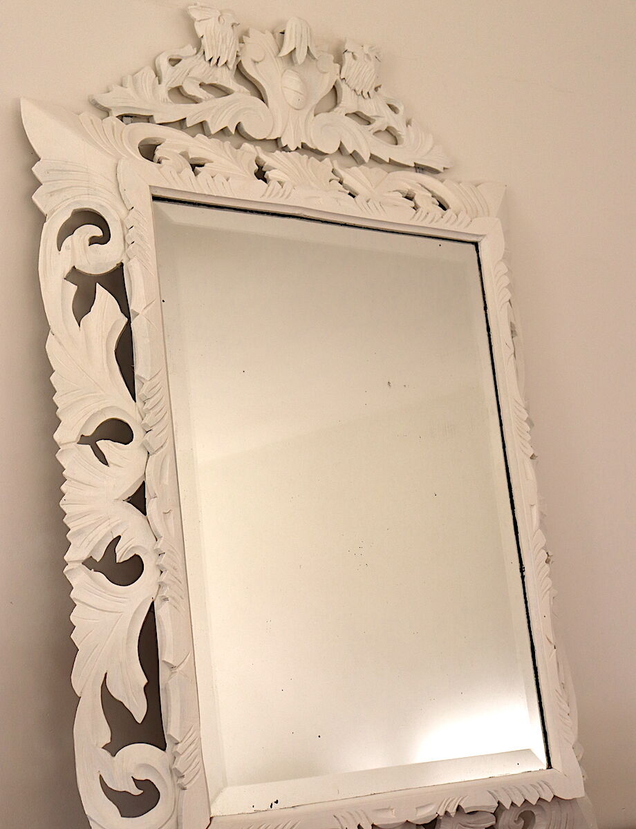 Miroir biseauté Henri II en blanc