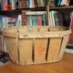 Wooden crate with slats strapping stamp mussy red storage