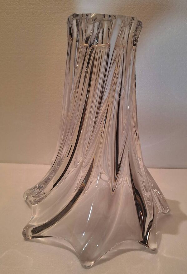 Vase en cristal signé Art Vannes France h 32 cm