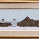 Mid-Century Modern "By the Shore" Swedish Seascape Oil Painting, Framed