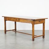 Table à manger française ancienne à 3 tiroirs de la fin du XVIIIe siècle