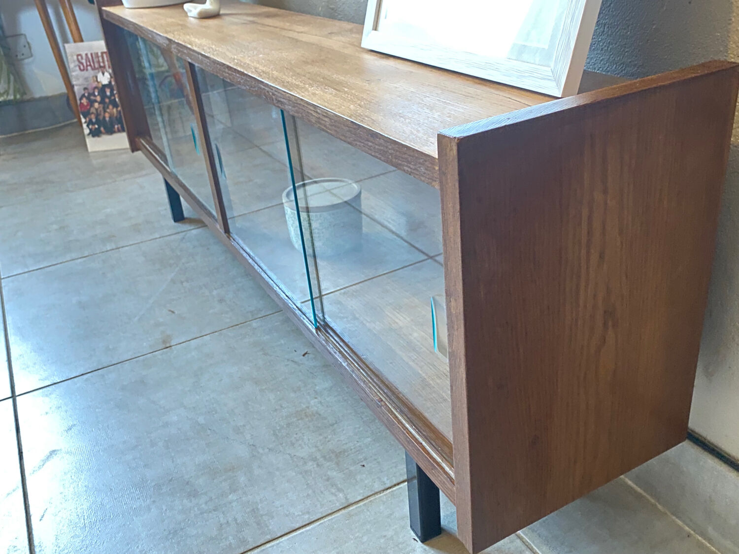 Mini vintage sideboard in vintage wood (removable windows)
