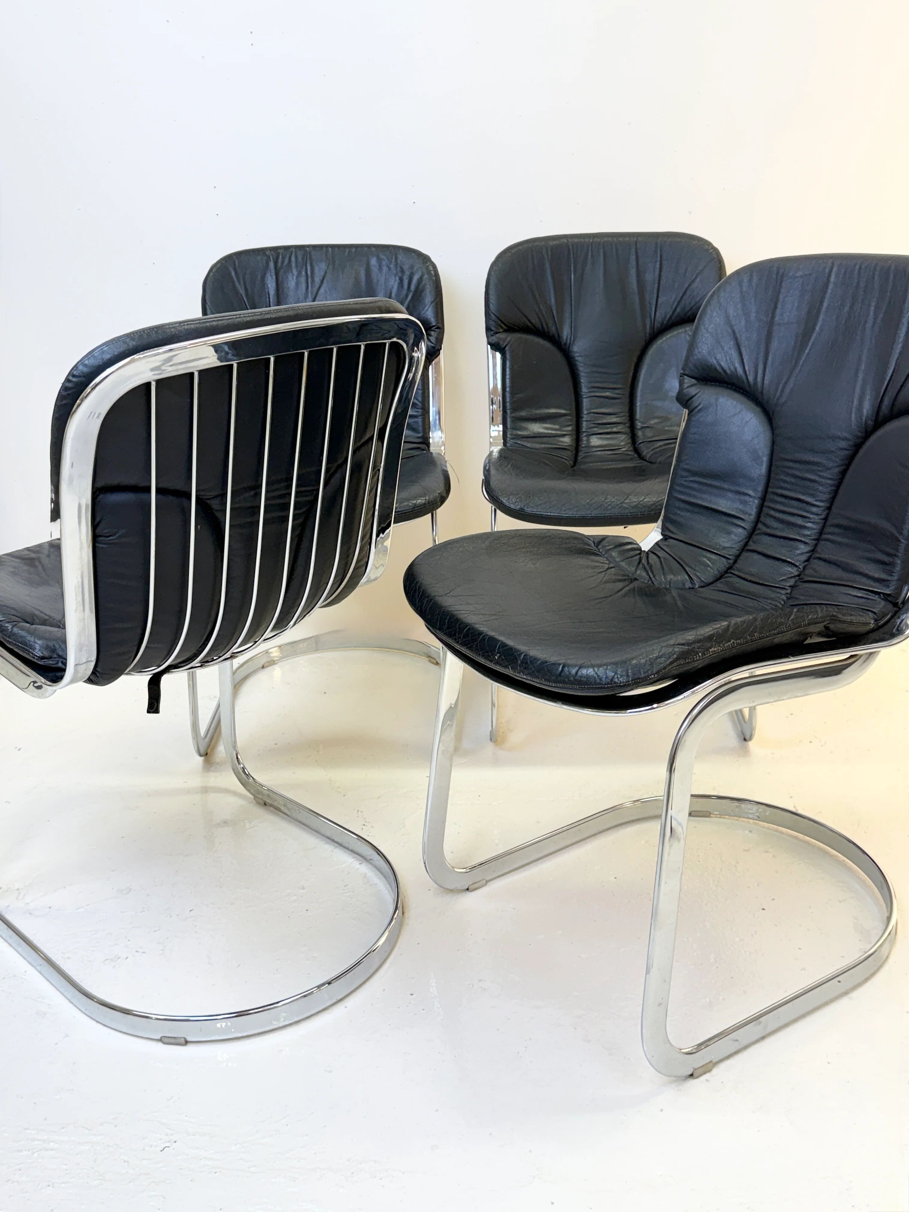 Set of 4 chairs by Willy Rizzo, 1970s