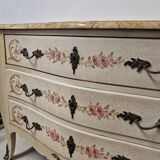 Louis XV style chest of drawers painted with flowers, Italian manufacture