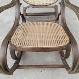 Vintage wooden and cane rocking chair