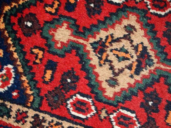 Vintage persian rug hamadan handmade 1.3' x 2' (41cm x 61cm) 1970s, 1c763