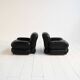 Black leather and tubular steel armchairs, 1970s