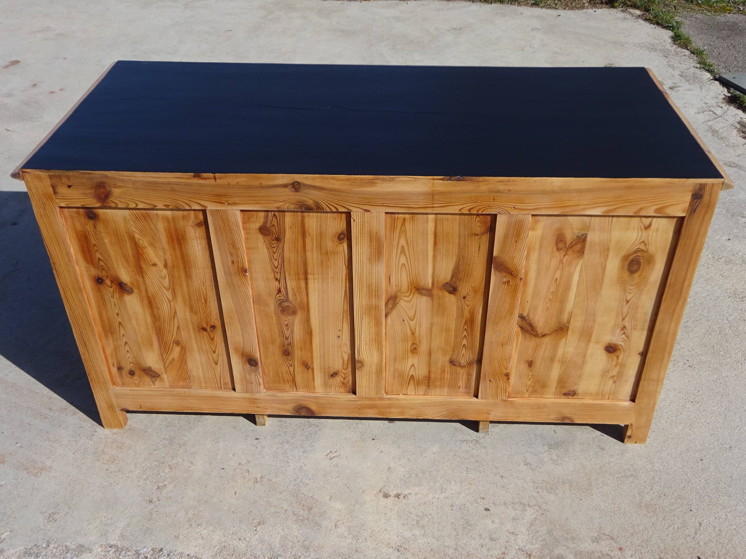 Restored antique pine desk, 9 drawers