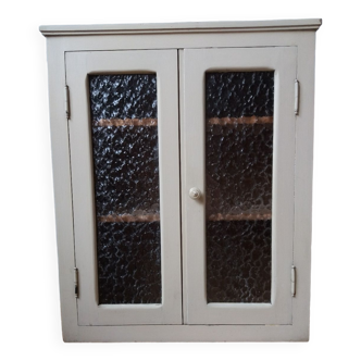 Wooden toilet cabinet with shaped glass doors