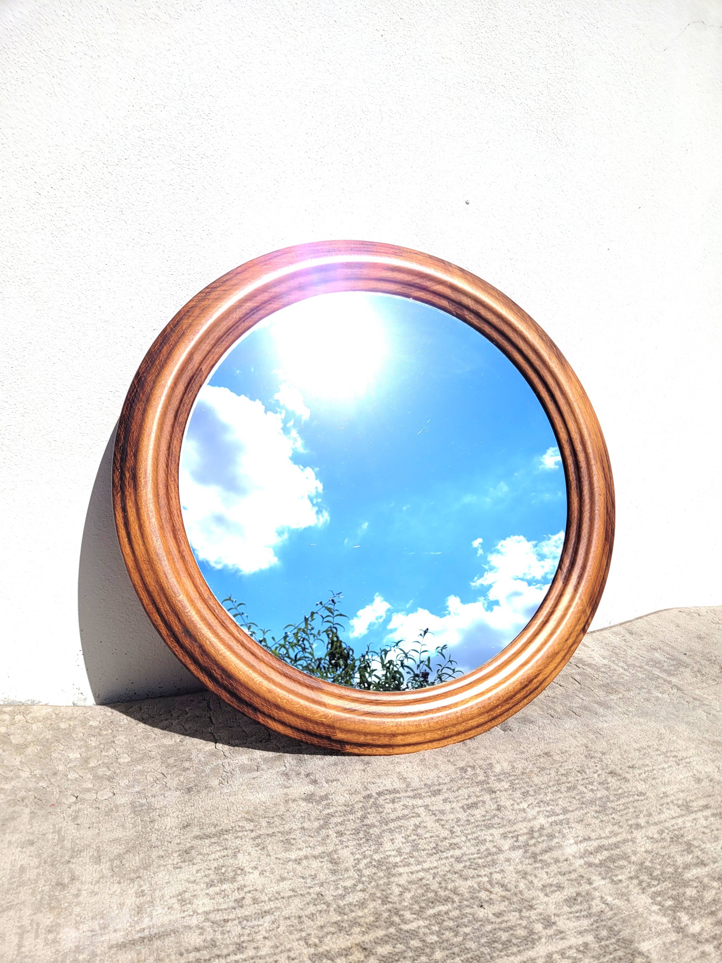 Mirror vintage round wood, 60cm