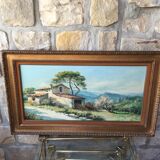 Oil on canvas landscape of mediterranean