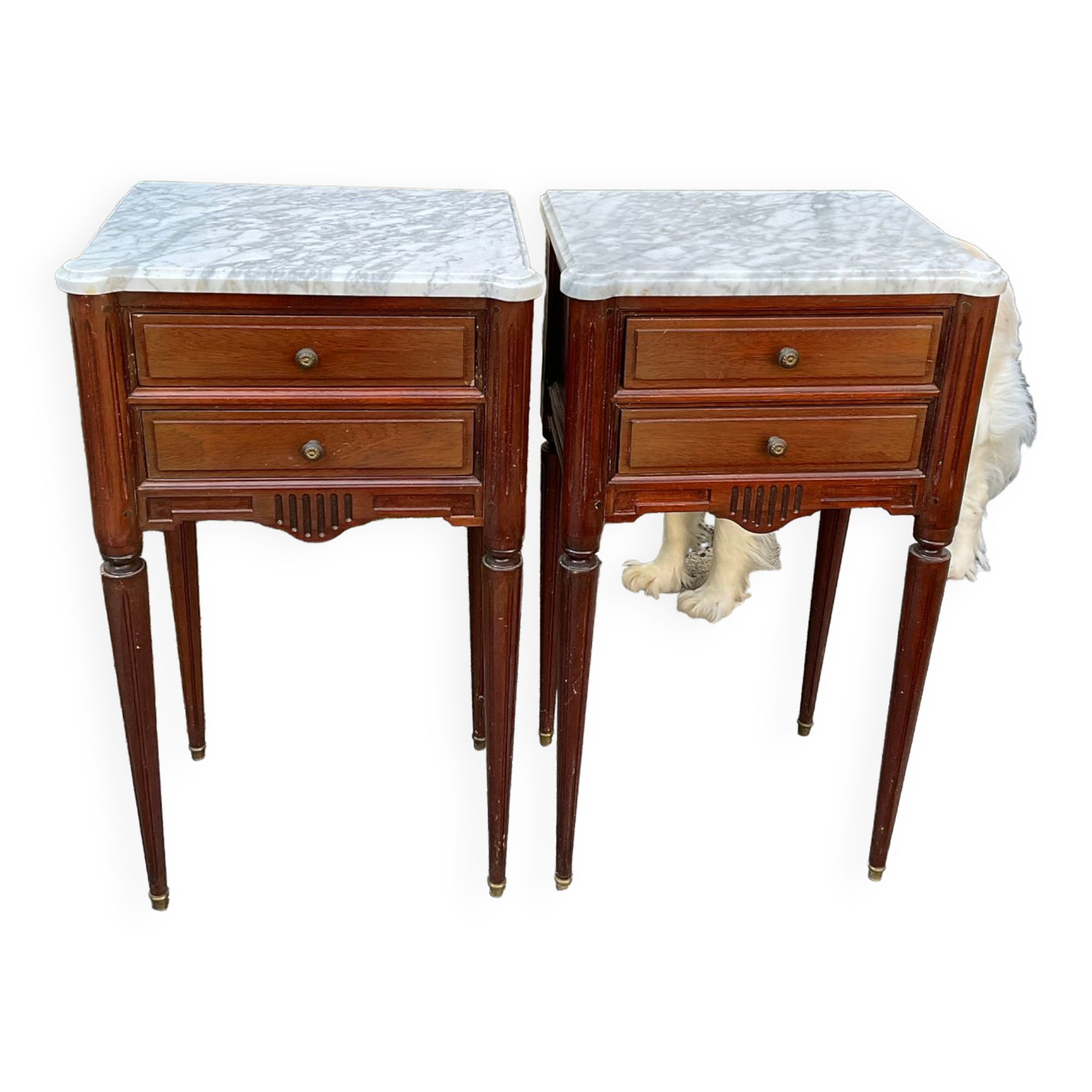 2 bedside tables in wood and marble