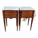 2 bedside tables in wood and marble