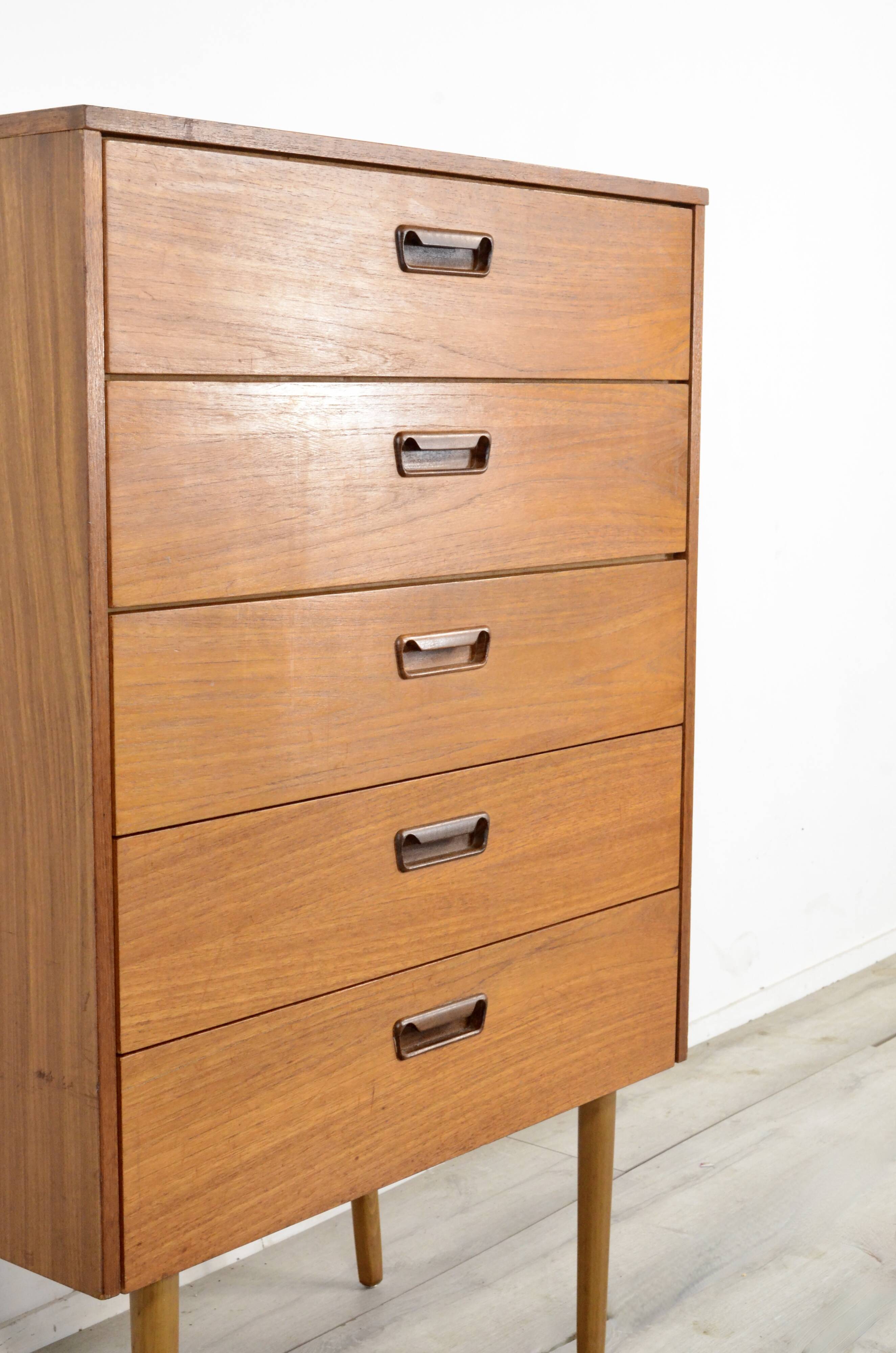 Midcentury Chest Of Drawers In Teak. Vintage Modern / Scandinavian / Retro / Danish Style
