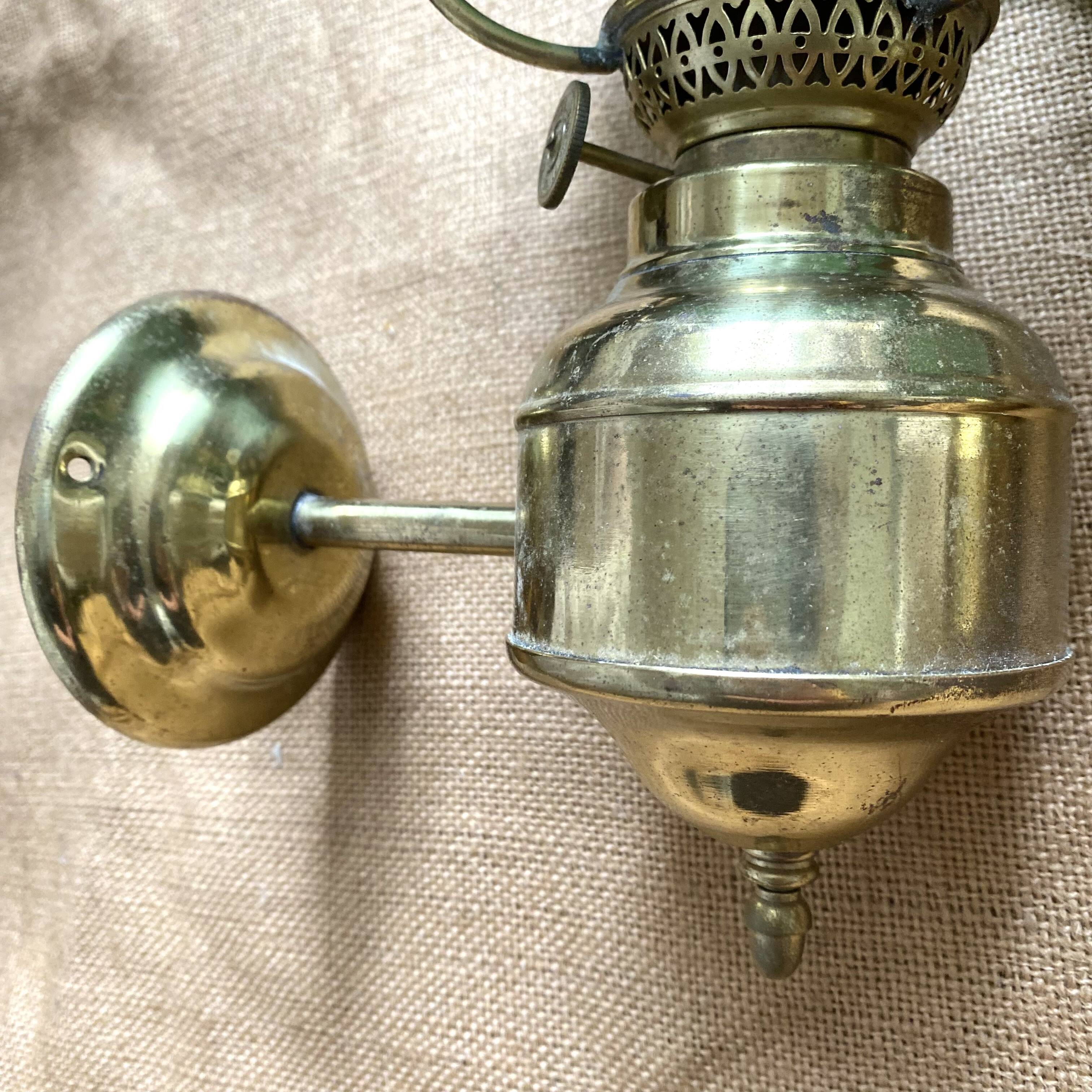 Pair of opaline and brass wall lights